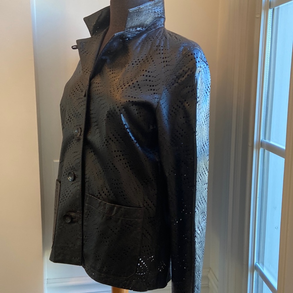 Etcetera Laser Cut Leather Jacket - image 1